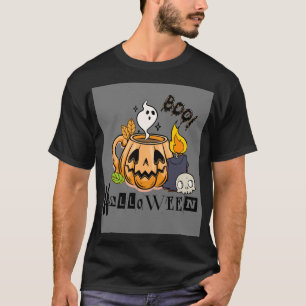 Förstört Pumpkin Mugg med Ghost-Spooky Boo! T-Shir T Shirt