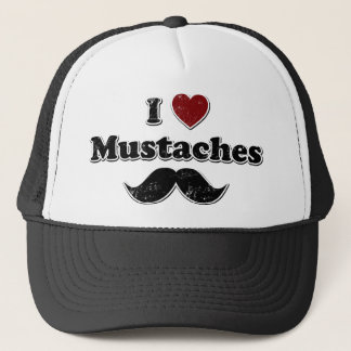Förstressad I Heart Mustacher Design Truckerkeps