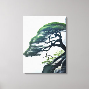 Försvar av Odds: Bonsai Träd på Cliff Canvastryck