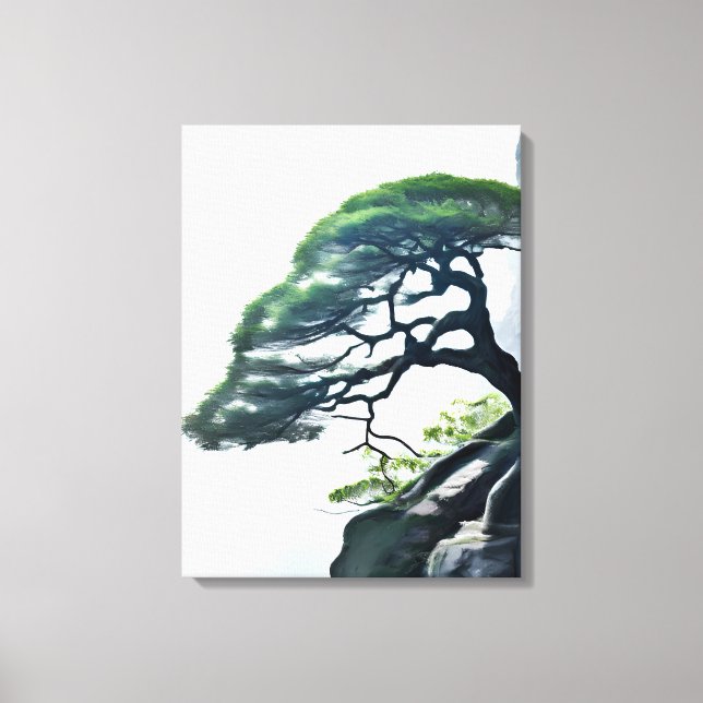 Försvar av Odds: Bonsai Träd på Cliff Canvastryck (Framsida)