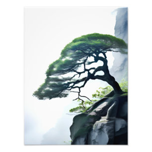 Försvar av Odds: Bonsai Träd på Cliff Fototryck