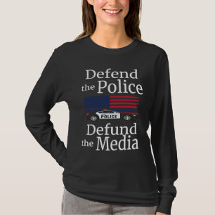Försvar av polisen "Defund the Media American Flag T Shirt