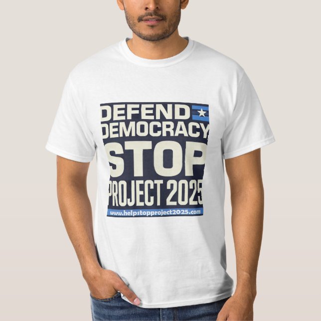 Försvar demokrati, stoppa projekt 2025 t shirt (Framsida)