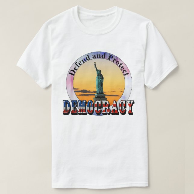 Försvar och skydd av DEMOKRATI T Shirt (Design framsida)
