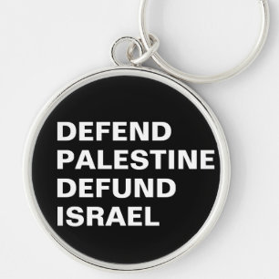 Försvar Palestinas defond Israel- anti Israel Rund Silverfärgad Nyckelring