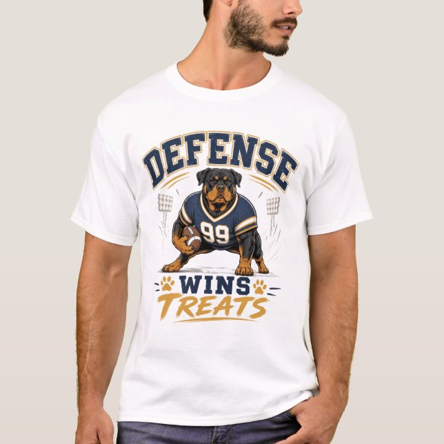 Försvar Vinner Gods Rottweiler Fotboll T Shirt (Framsida)
