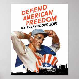 Försvara amerikanfrihet -- Uncle Sam WWII Poster