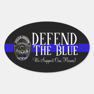 FÖRSVARA BLUE POLICE SUPPORT OVAL BUMPER STICKER OVALT KLISTERMÄRKE
