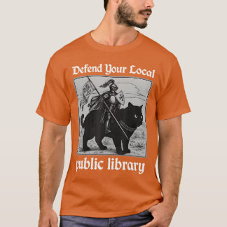 Försvara Ditt Lokala Folkbibliotek Rolig Riddare K T Shirt