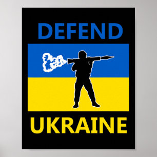 Försvara Ukraina - Stöd Ukraina - Flagga Rpg Solda Poster