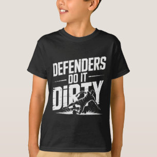 Försvarare gör det smutsigt glidande tackling fotb t shirt
