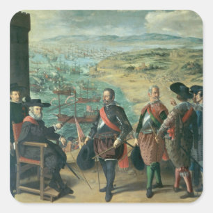 Försvaret av Cadiz mot engelskaet, 1634 Fyrkantigt Klistermärke