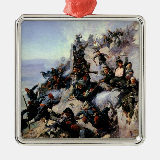 Försvaret av örnrovfågelsnästet julgransprydnad metall (Framsidan)