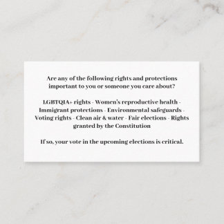 Försvarsdemokrati - Rösta blått Visitkort