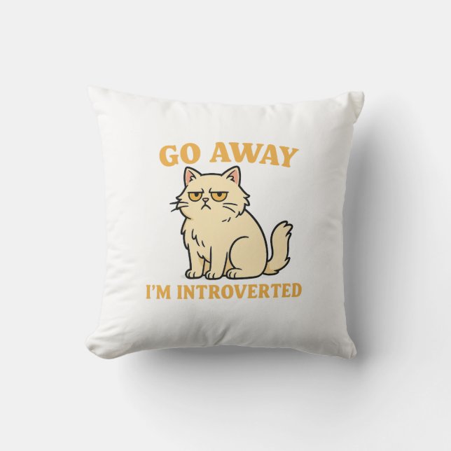 Försvinn, jag är introvert – Rolig katttröja Kudde (Framsida)