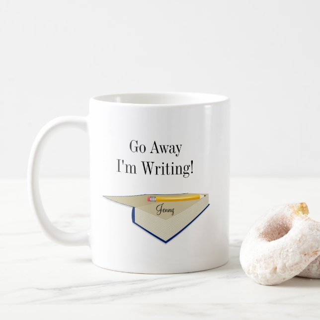 Försvinn, jag skriver Kaffemug Kaffemugg (Med munk)