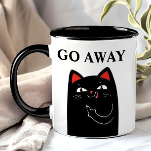 Försvinn Svart Katt Rolig Med Mittfinger Mugg