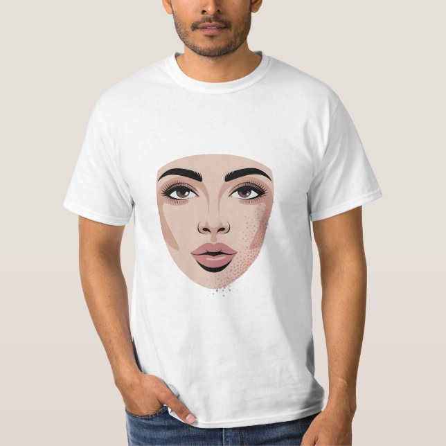 Försvinnande Skönhet – Modern Minimal Ansiktskonst T Shirt (Framsida)