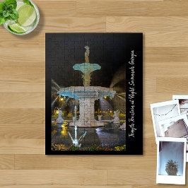 Forsyth Fontän i natt i Savannah GA Pussel