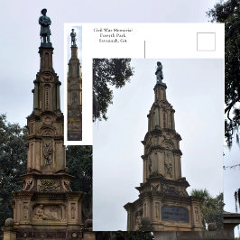 Forsyth Park Civil Krig Memorial Savannah GA Photo Vykort