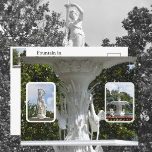 Forsyth Park Fontän Savannah GA Fotografisk Pos Vykort