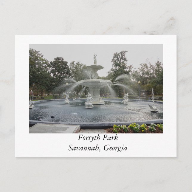 Forsyth Park Fontän Savannah Georgia Vykort (Framsida)