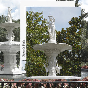 Forsyth Park-fontänen Savannah GA Fotografisk Vykort