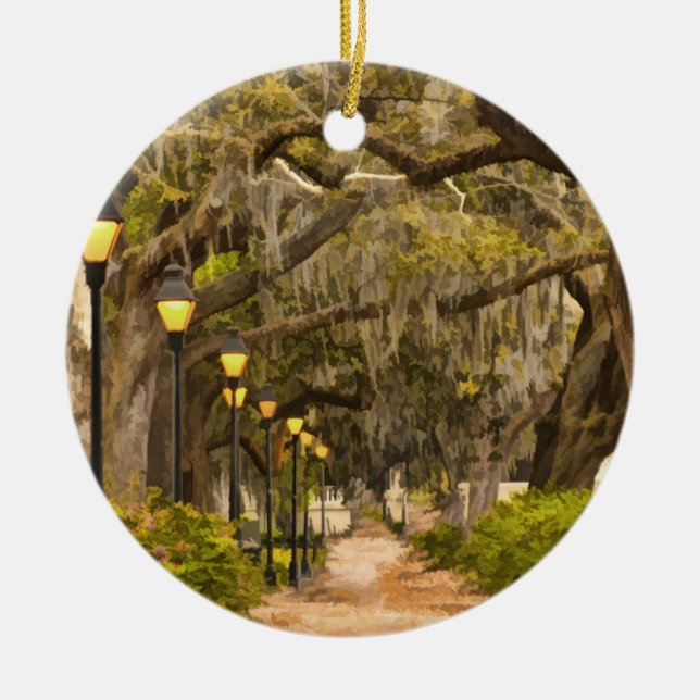 Forsyth Park - Photo, Savannah, Georgia (GA) USA Julgransprydnad Keramik (Framsidan)