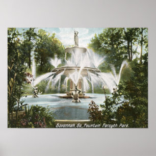 Forsyth Park, Savannah 1906 Vintage Poster