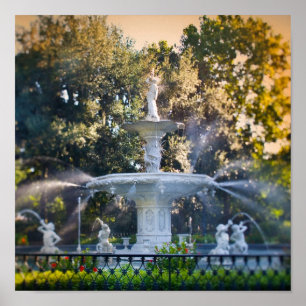 Forsyth parkerar, i Savannah, Ga Poster