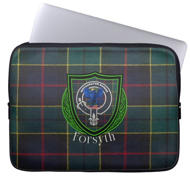 Forsyth Scottish Clan Tartan & Crest Laptop Fodral (Framsidan)