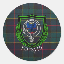 Forsyth Scottish Clan Tartan & Crest Runt Klistermärke