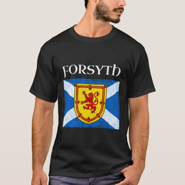 Forsyth Scottish Klan Namn Hoodie Scotland Flagga T Shirt (Framsida)