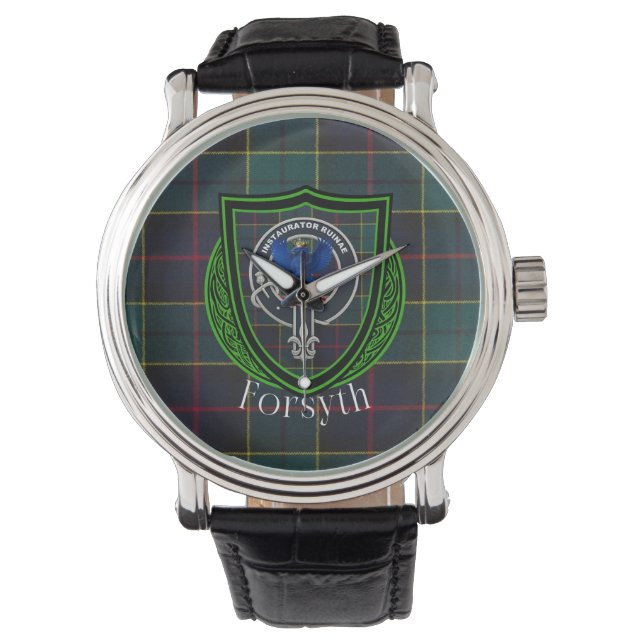 Forsyth skotska klan tartan och vapensköld armbandsur (Framsida)