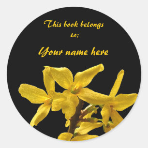 Forsythia Bookplåtsetikett Runt Klistermärke