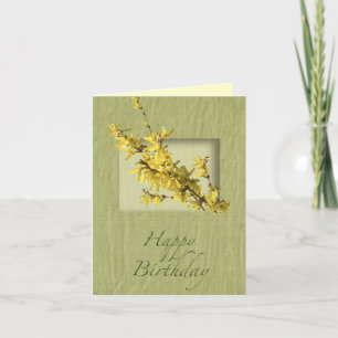 Forsythia-kort för Gult på födelsedagen Kort