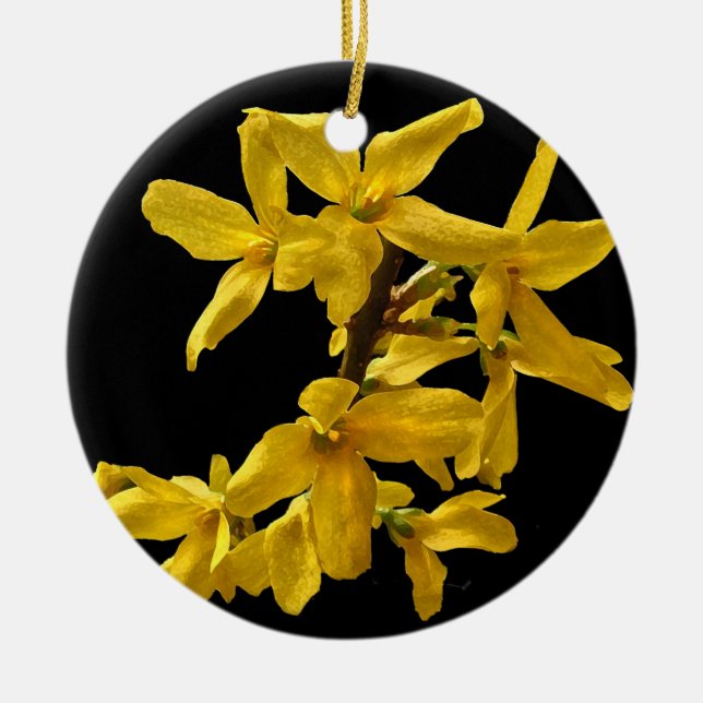 Forsythiaprydnad Julgransprydnad Keramik (Framsidan)