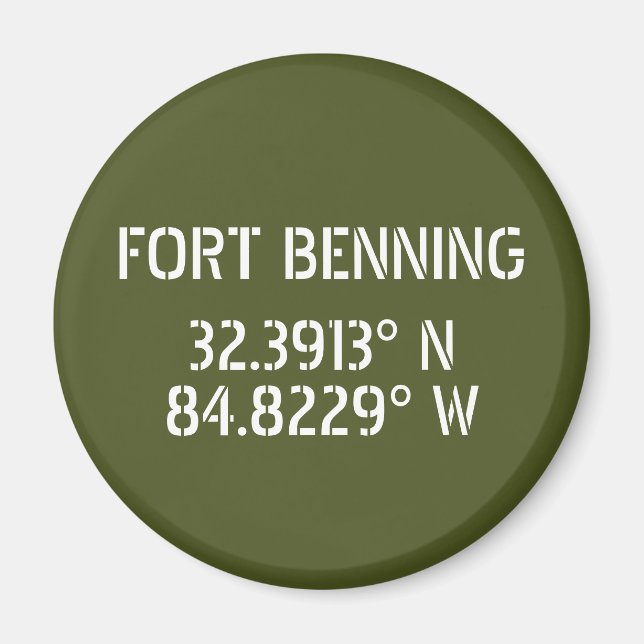 Fort Bening Latitude Longitud Magnet (Framsidan)
