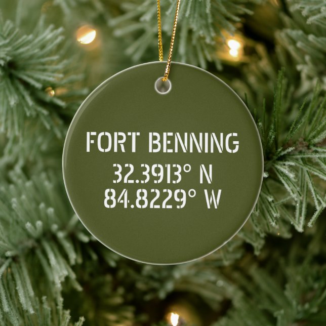 Fort Bening Latitude Longitud-Personlig Julgransprydnad Keramik (Träd)