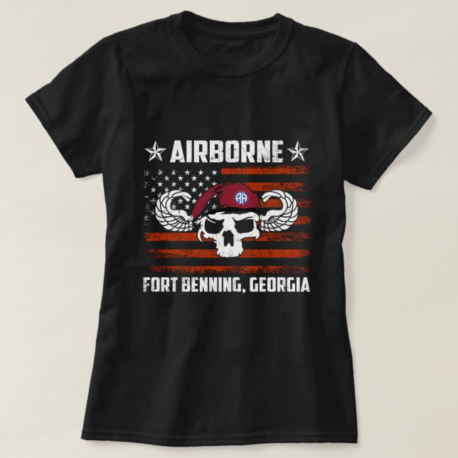 Fort Benning GA-arméns bas-Airborne Tshirt, Vetera T Shirt (Design framsida)