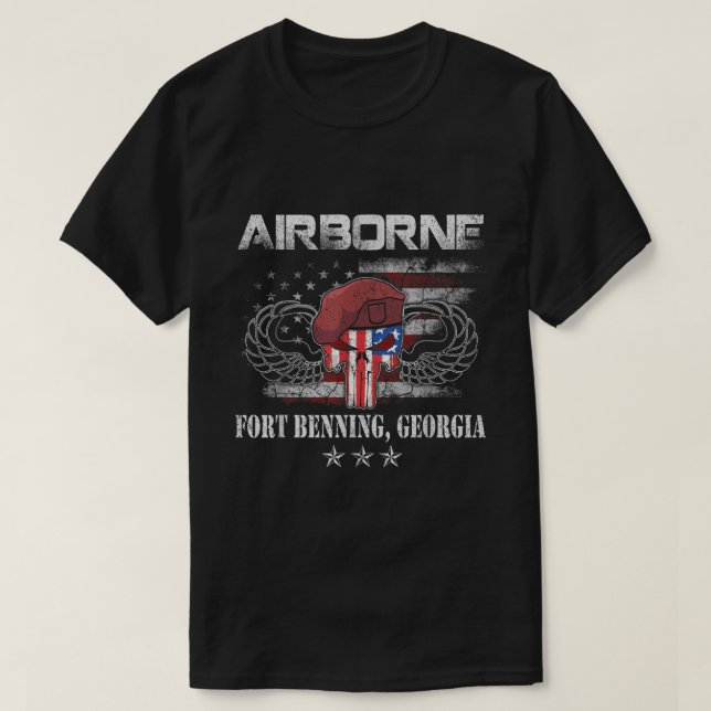 Fort Benning GA Army BaseAirborne  T Shirt (Design framsida)