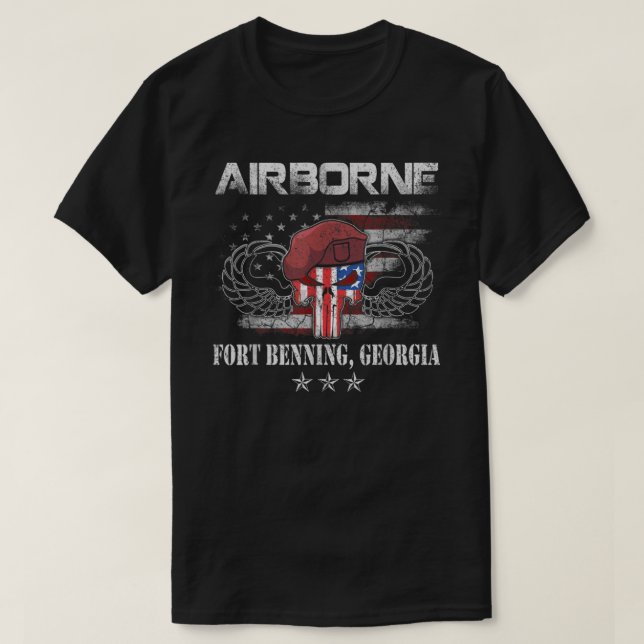 Fort Benning GA Army BaseAirborne Tshirt, Veterans T Shirt (Design framsida)