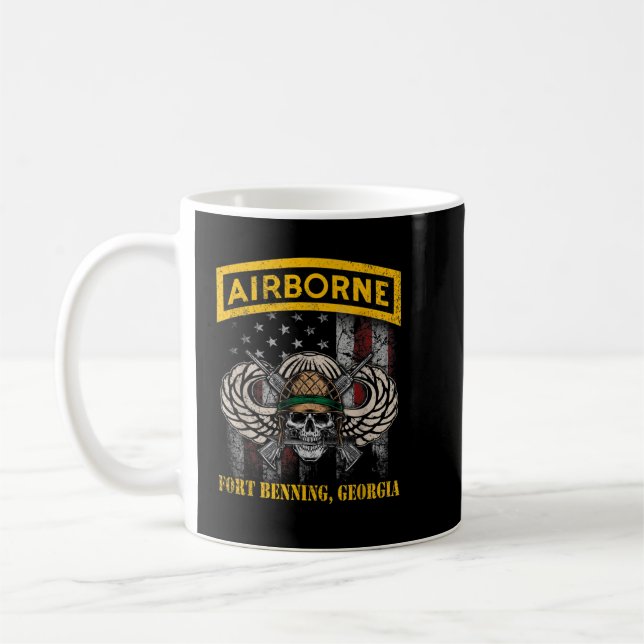 Fort Benning GA U.S. Airborne Paratrooper Div Vete Kaffemugg (Vänster)