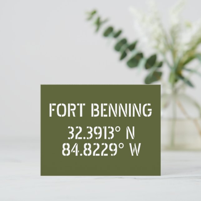 Fort Benning Latitude Longitude vykort (Stående Fram)