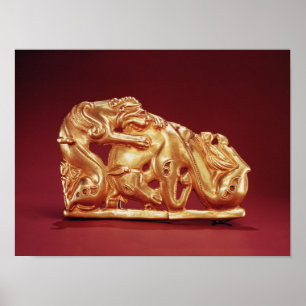 Fort bild av en Griffin-attack mot en häst Poster