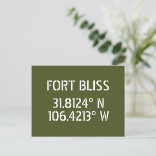 Fort Bliss Latitude Longitud-vykort Vykort
