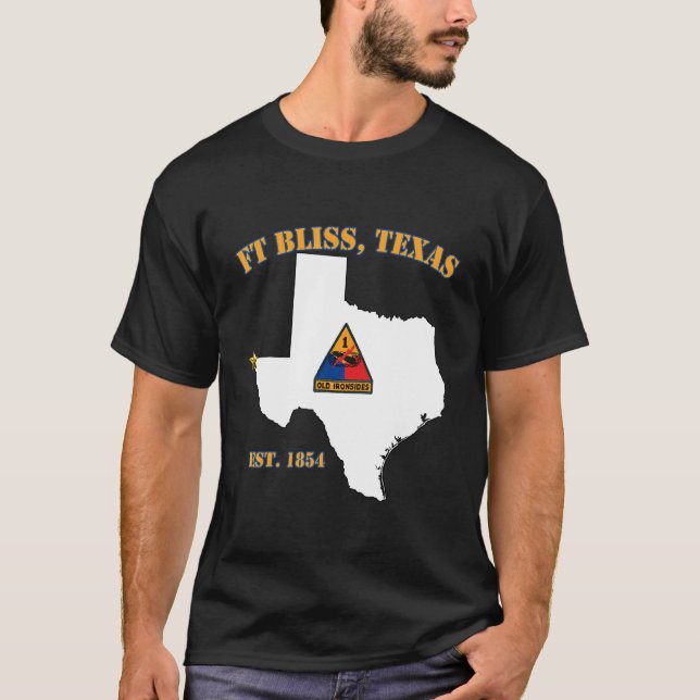 Fort Bliss Tx militärbas 1:a beväpnade divisionen T Shirt (Framsida)