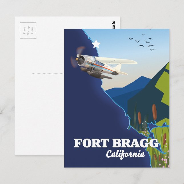 Fort Bragg California karta Vykort (Fram/baksida)