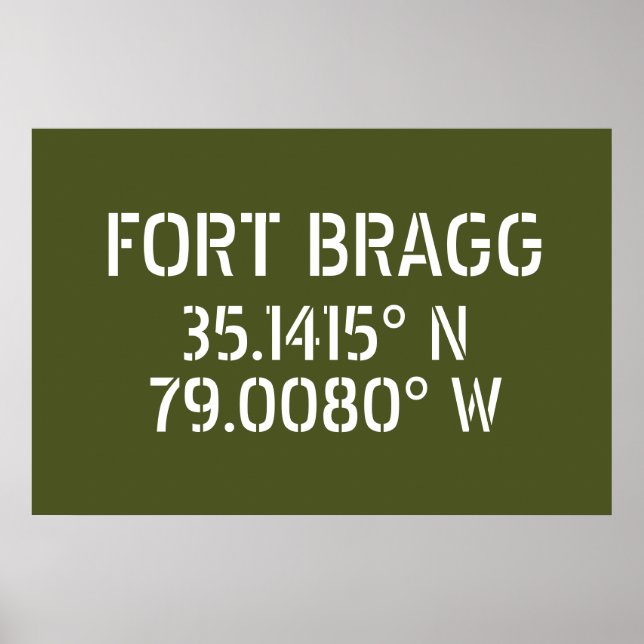 Fort Bragg Latitude Longitud Poster (Framsidan)