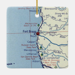 Fort Bragg Retro Karta Julgransprydnad Keramik